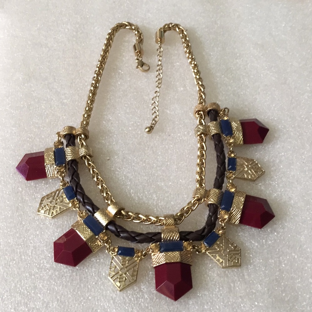 NWOT Gold and Red Statement Necklace